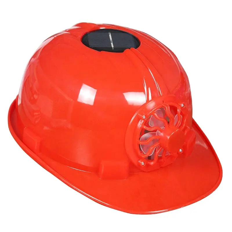 Casque de Construction rigide respirant de haute qualité, ABS, chargeur solaire en plastique, casque avec ventilateur de refroidissement pour chantier