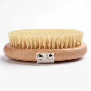 1 cepillo de madera exfoliante para masaje corporal, cepillo de baño de cerdas naturales, cepillo suave para SPA, cuidado de la piel para mujer y hombre, cepillo corporal para uso en seco o húmedo - Product Image 5