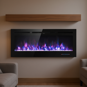 Insert de cheminée électrique encastrable mural 50 pouces, flamme multicolore, luminosité réglable, chauffage domestique - Product Image 2