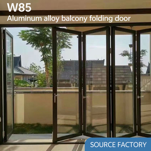 Porte accordéon en aluminium NFRC pour balcon, à rupture de pont thermique, double vitrage trempé, portes coulissantes pliantes extérieures pour patio - Product Image 2