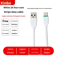 Kabel Data PVC Berlapis Kain Bergaris Warna-warni Xinbo, Pengisian Cepat, Konduktor Tembaga Murni, Konektor TYPE-C, Laris Manis