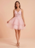 Robe de bal à sequins pour femme, robe de soirée en tulle sans manches, col en V personnalisé, appliques en dentelle, robe de soirée de luxe 2026