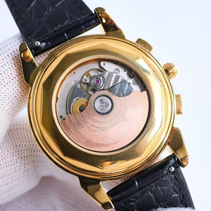 High-end Luxury Pulsometer Chronograph Moon Phase Sapphire Crystal Golden Case White Dial Black Leather Strap Men Luxury Watch - Product Image 4
