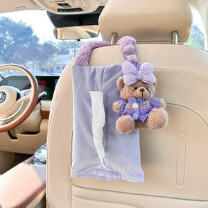 Scatola Portafazzoletti in Peluche a Forma di Auto Cartone Animato, Scatola Portafazzoletti Creativa a Forma di Orso da Appendere in Auto, Giocattoli in Peluche Personalizzati per la Casa, Borsa Appendibile a Doppio Uso - Product Image 5