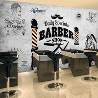 Papel Tapiz Personalizado 3D Retro para Peluquería, Mural Fotográfico de Fondo para Barbería, Póster 3D, Decoración de Pared