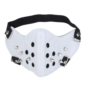 B841 Punk Motorcycle Biker Cosplay Leather Mask River Half Face Sports Protective Cool Mask