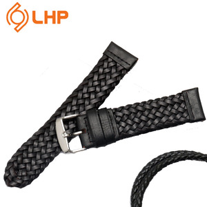 Correa de cuero impermeable suave tejida a mano exquisita de lujo clásico para reloj inteligente correa de reloj de estilo Vintage - Product Image 5