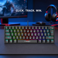 Clavier de jeu mécanique à 61 touches, interrupteur bleu, filaire USB, 12 effets d'éclairage, résistant aux éclaboussures, pour joueur sur PC