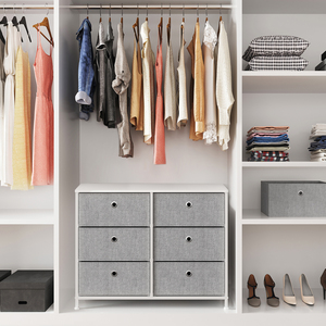 Commode de rangement moderne en tissu avec 3 bacs et 6 tiroirs à ouverture facile pour la literie et les chaussures - Product Image 3