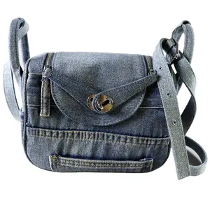 TIYINO pure hand-made jeans color contrast with the same fashion new daily mobile phone bag diagonal small square bag