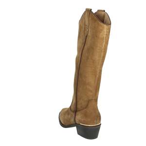 Bottines mi-mollet pour femme Carmela en daim camel à talon bas style western - Product Image 2