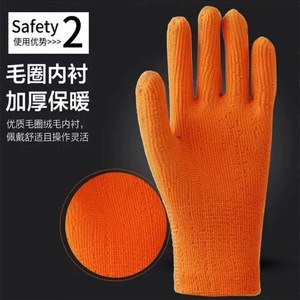 Winter Warm Work <b>Gloves</b> Pu Grain Texture Full Coverage Abrasion Resistant For Construction Sites Cold Resistance - Product Image 3