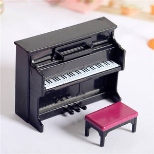 Casa de muñecas negra/blanca Mini Piano Ob11 Mini muebles modelo Piano vertical y taburete de Piano juegos de partituras de música - Product Image 3