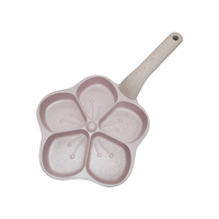 Petit déjeuner cuisson poêle à frire antiadhésive en forme de fleur de pêche 5 trous revêtement de granit moulage sous pression en aluminium poêle à frire
