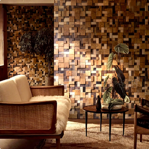 Panneaux muraux décoratifs en bois pour intérieur, mosaïque 3D, revêtement mural en bois massif pour <span class=keywords><strong>fond</strong></span> - Product Image 2