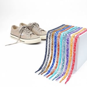 Cordones planos YS de 8 mm con estampado de tinta, para hombre/mujer, coloridos, negros/blancos, de poliéster y algodón, para zapatos AJ1 AF1 con efecto bronceado - Product Image 3