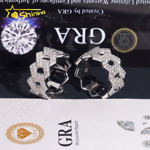 Nhẫn Hip Hop mạ đá Moissanite cao cấp, chất liệu bạc 925 nguyên chất, kiểu dáng Cuban, hoàn toàn được đính đá, chất lượng cao, từ kho Mỹ. - Product Image 6