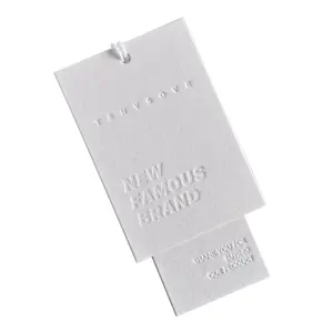 White Eco Friendly Luxury Retail Printing Hang Tag Price Name Label Clothing Brand