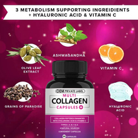 Complément Alimentaire à Marque Privée OEM, Produits de Beauté, Capsules de Collagène Peptides, Acide Hyaluronique, Multi-Collagène, Pilules Blanchissantes