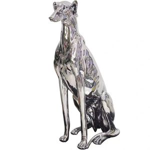 Offre Spéciale Figurines d'animaux en fibre <span class=keywords><strong>de</strong></span> verre en résine grandeur nature moderne Statue <span class=keywords><strong>de</strong></span> <span class=keywords><strong>chien</strong></span> lévrier géant chromé peint à la main artistique - Product Image 5