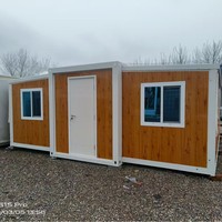 Maison conteneur pliable extensible de 20 pieds à double aile, préfabriquée, mobile, avec porte vitrée pour bureau de chantier