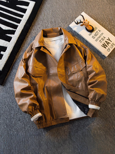 Chaqueta de Cuero PU Vintage 2025 para Hombre, Chaqueta de Trabajo de Marca Moderna y a la Moda para Primavera y Otoño |   Color y Estilo Personalizables - Product Image 2