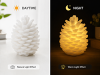 Bougie LED en cire de paraffine sculptée en forme de pomme de pin 3D - Écologique, sans fil, fonctionnant sur piles, pour la décoration de la maison et Noël