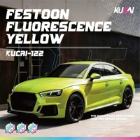 KUCAI Vente en gros Film fluorescent jaune PET/TPU PPF 1,52*17m de haute qualité à changement de couleur pour carrosserie automobile, film vinyle PET