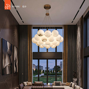 Spanish alabaster globe chandelier for dining room villa foyer <b>lounge</b> <b>lighting</b> - Product Image 6
