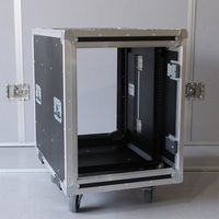 Système de rack antichoc à porte coulissante SLAM 12U/14U/16U OEM/ODM, vitrine carrée, protection robuste, roues pivotantes, fermeture à boucle