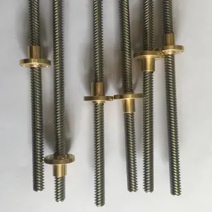 T8 parafuso de condução 8mm, pitada 2mm comprimento 4mm 300mm 500mm rosca hastes com porca de latão