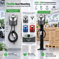 Pengisi Daya Dinding EV 32A 7kW 11kW 22kW Tipe 2 Layar 4.3 Inci RFID Aplikasi WiFi 480V Stasiun Pengisian Cepat Mobil Listrik OEM