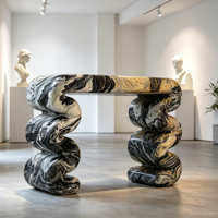 Salons de villas : Personnalisation intérieure luxueuse en marbre noir et or naturel, marbre italien, marbre de luxe