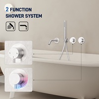 Système de douche à effet pluie TOPWAY en acier inoxydable et céramique, finition nickel brossé, pommeau de douche carré poli, robinetterie encastrée