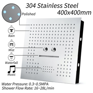 Soffitto incorporato pioggia cascata nebbia <span class=keywords><strong>doccia</strong></span> 16 pollici LED soffione musica altoparlante <span class=keywords><strong>termostatico</strong></span> <span class=keywords><strong>doccia</strong></span> rubinetto <span class=keywords><strong>doccia</strong></span> - Product Image 4
