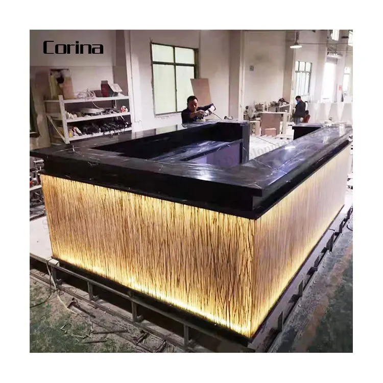 Mais barato luz up balcão de bar LEVOU mesa de bar Acrílico superfície sólida design de interiores