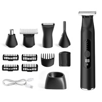 Tondeuse à barbe pour hommes, rasoir électrique 5 en 1 rechargeable par USB, tondeuse polyvalente pour le visage, les cheveux et le corps