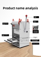 Machine de scellage commerciale pour barquettes rondes en plastique à film souple, idéale pour les boîtes à lunch jetables, la restauration rapide, le bubble tea et le thé au lait