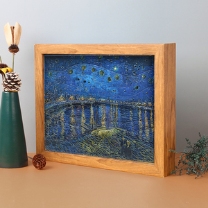 Quadri da Parete per Decorazione Domestica, Lampada 3D con Intaglio su Carta della <span class=keywords><strong>Notte</strong></span> <span class=keywords><strong>Stellata</strong></span> di Van <span class=keywords><strong>Gogh</strong></span> Sopra la Rodano - Product Image 2