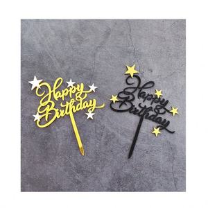 30 Adornos para Pastel de <span class=keywords><strong>Feliz</strong></span> Cumpleaños, Color Dorado, Letras Cursivas con Estrellas, para Decoración de Pasteles de Fiesta de Cumpleaños - Product Image 1