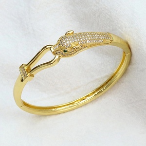 Leo Pard Head Bracelet Adjustable 18K Filled <b>Bangles</b> Twisted Punk Zirconia <b>Bangles</b> - Product Image 2