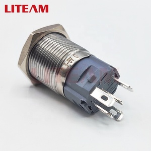 16mm Flat Round Head Waterproof On-off Momentary Ring+Dot Led Illuminated Metal Push Button Switch 3-6V Green Led Metal Switch - Product Image 4