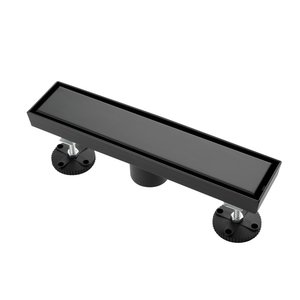 Système de drain de douche invisible noir mat de 12 pouces avec insert pour carrelage, en acier inoxydable, pour salle de bain de style industriel - Product Image 1