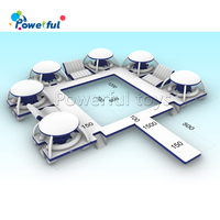 Isla flotante Marina juego de agua isla flotante cabaña plataforma de ocio inflable con tienda inflable fiesta banas