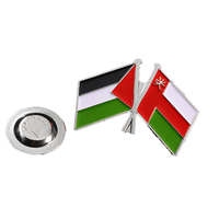 Badge logo personnalisé moderne en métal nickelé en forme de drapeau et d'écusson omanais avec épinglette en émail imprimée UV