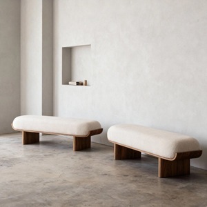 Simple Solid Wood Fabric <b>Bench</b> Comfortable Living Room Bedroom Dressing Room <b>Shoe</b> Changing <b>Bench</b> - Product Image 3