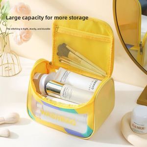 Nouvelle trousse de maquillage colorée de haute qualité, poignée en PVC, étanche, trousse de toilette, sac de voyage avec crochet suspendu, trousse à cosmétiques pour femmes - Product Image 3