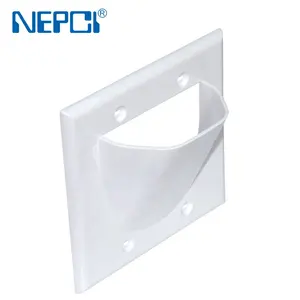 NEPCI 115*117mm US 2 Gang Cable Wall Plate XJY-US-99 Bullnose In-Wall Plate Cable Entry Plate