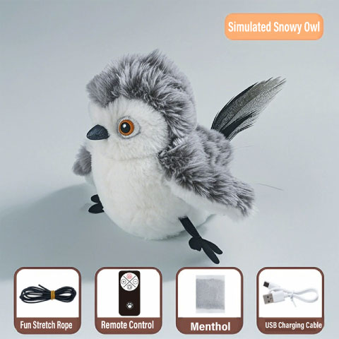 Hibou des neiges simulé gris (version télécommandée)