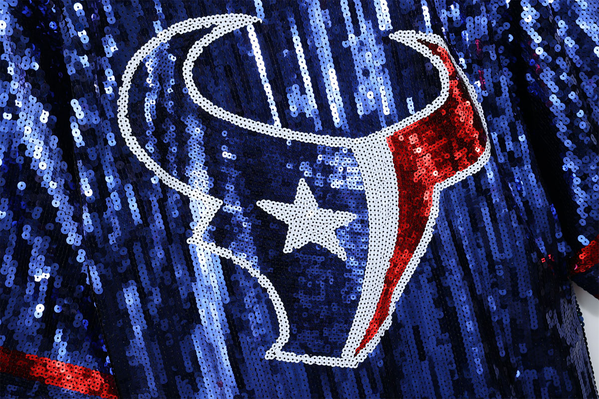 Football Sequin Jersey Dress for Women Houston Texans H-Town Sequin Shirt Football Sequin Jersey Dress for Women Houston Texans H-Town Sequin Shirt
